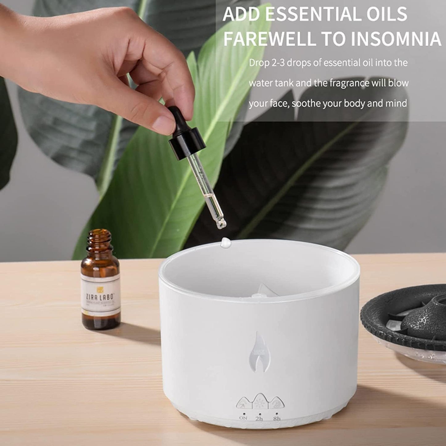 Aromatherapy Essential Oil Diffusers 360ML,JANVI Air Diffuser/Humidifier, 2Mist Mosdes : Flame and Volcano, Included 50ML Hotel Collection Essential Oil for Home, Bedroom,Large Room, (39)