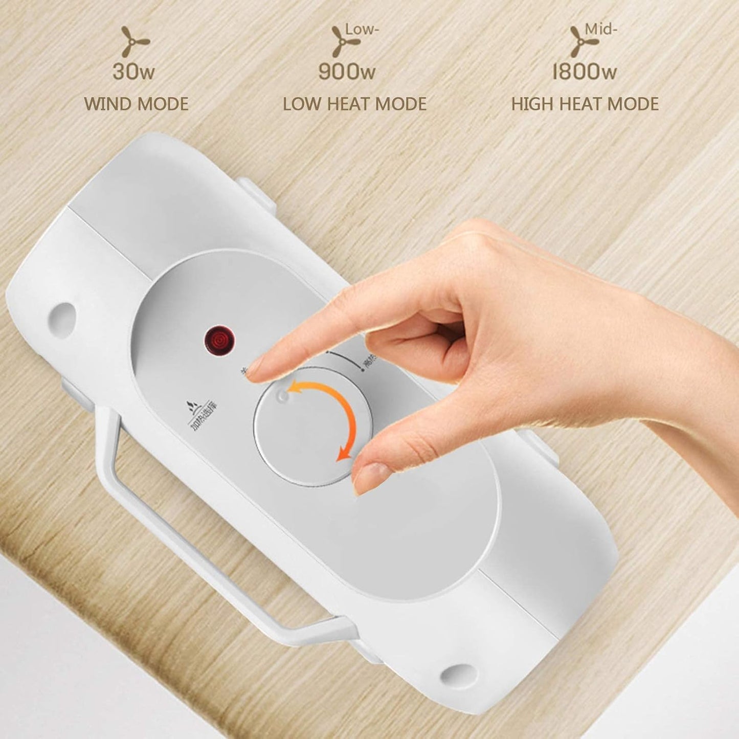 Space Plug-in Fan Heater, 1800W Ceramic Electric Plug-in Fan Heater with 2 Kinds Of Heating and Natural Settings Overheating Protection