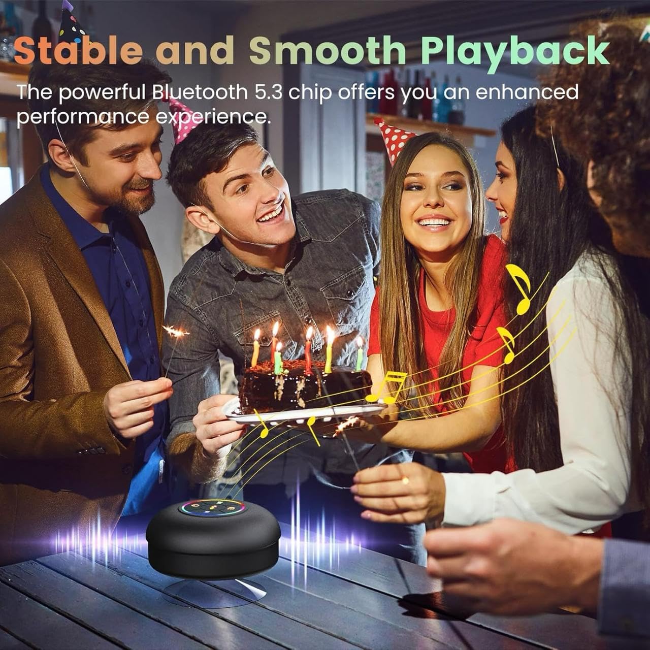 Bluetooth Shower Speaker, Portable Bluetooth Speaker Surround Sound, Waterproof Wireless Speaker with Suction Cup