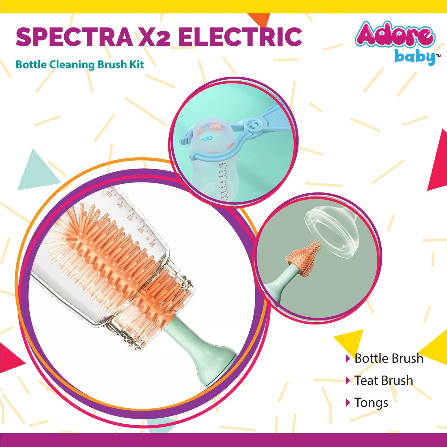 X2 Pro Electric Bottle Cleaning Brush Kit with Scissor Tong - IP65 Waterproof (Blue, Orange)