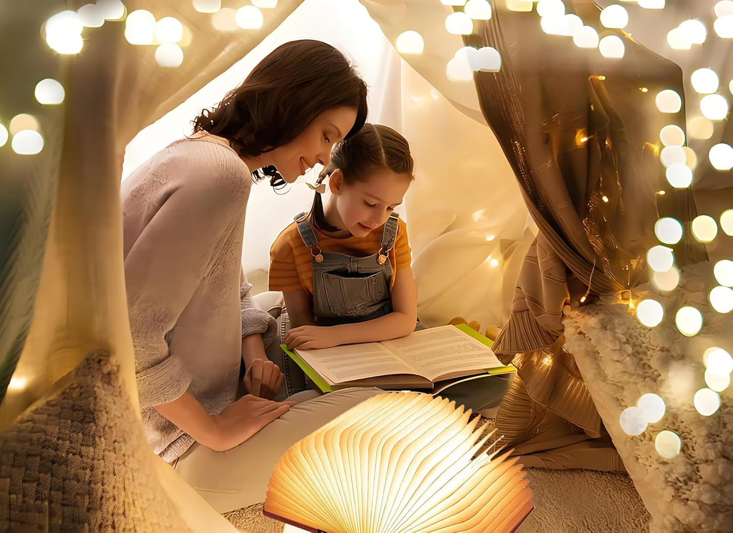 5.7Inch Wooden Book Light, 3 Colors Folding Book Lamp, USB Rechargeable,Unique Lamp,Book Lovers Gifts