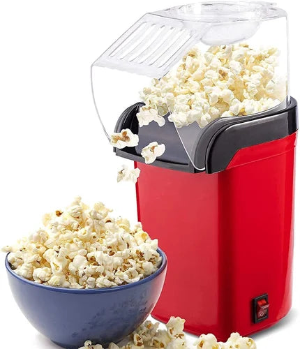 Electric Popcorn Maker Machine Hot Air Fryer with Lid Includes Measuring Cup Red Colour