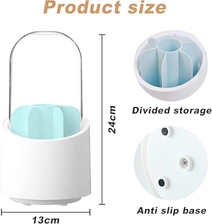 Portable Makeup Brush Holder with lid, 7 Compartment Cosmetic Storage Organizer, Rotating Pen Holder, Kitchen Organizer, Dustproof Countertop Makeup Storage Cases for Vanity (1)