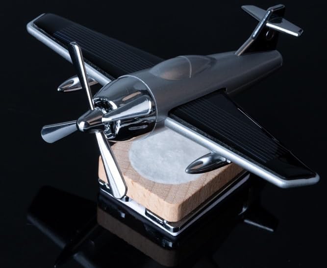 Solar Powered Car Perfume Diffuser/Dispenser | Aeroplane Glider Design, Auto Rotation Fan | For Car Dashboard with Perfume liquid & Organic Fragrance - (BLACK, Pack of 1) (BLACK)