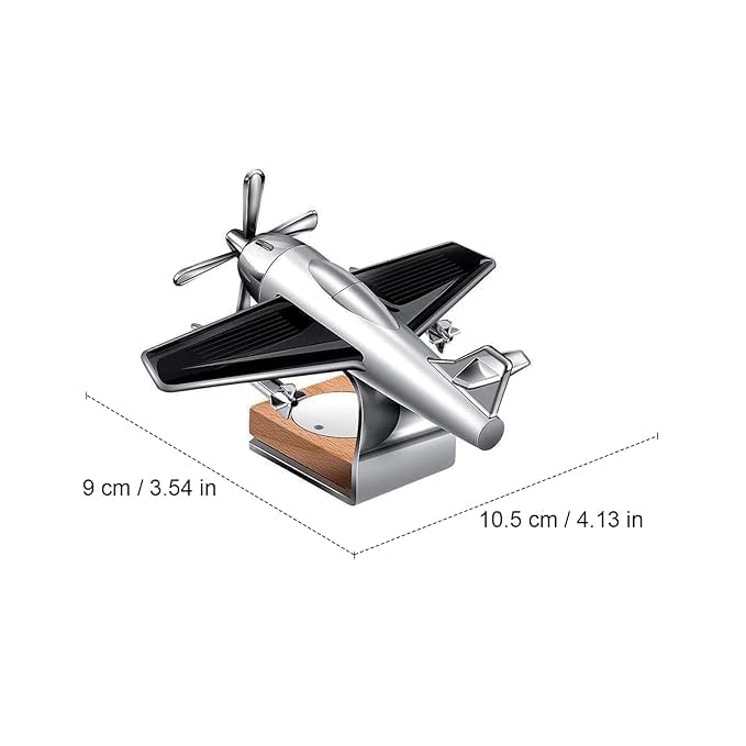 Solar Powered Car Perfume Diffuser/Dispenser | Aeroplane Glider Design, Auto Rotation Fan | For Car Dashboard with Perfume liquid & Organic Fragrance - (BLACK, Pack of 1) (BLACK)