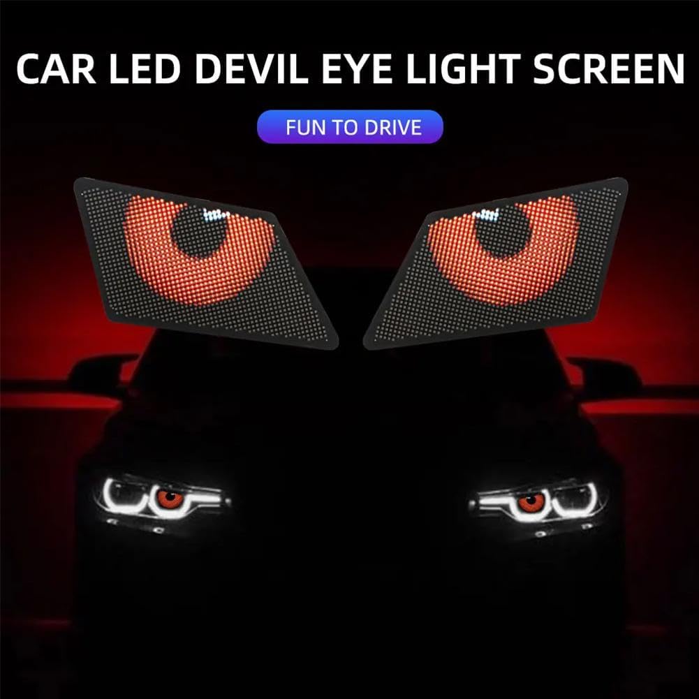LED Devil Eye Demon Headlight - 2024 New Dynamic Car Accessory With Adjustable Eye Pattern, Over 100 GIFs to Choose, 5V/12V LED, DIY