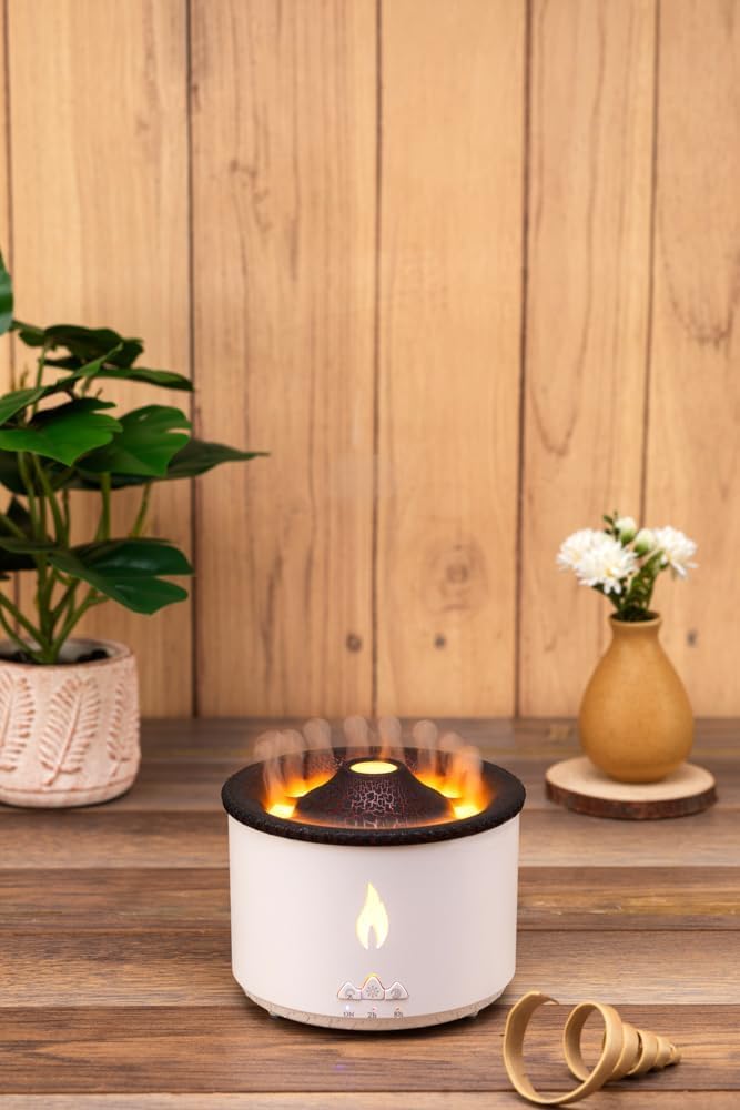 Aromatherapy Essential Oil Diffusers 360ML,JANVI Air Diffuser/Humidifier, 2Mist Mosdes : Flame and Volcano, Included 50ML Hotel Collection Essential Oil for Home, Bedroom,Large Room, (39)