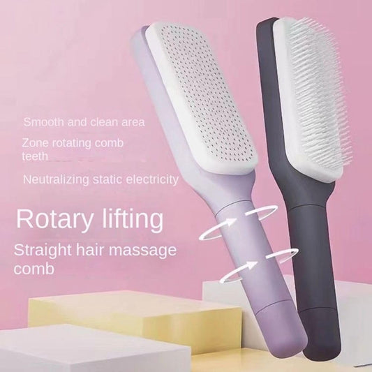 New Self-cleaning Anti-static Massage Comb - Hair Brush for Adults and Kids, 4-in-1 Self Cleaning Hairbrush, Massage Brush Hair Combs, Detangling Hairdressing Brush
