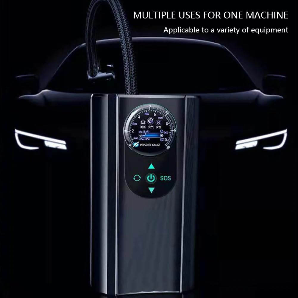 Portable Air Compressor Tire Inflator, Cordless With Pressure Gauge 150PSI Smart Pump for Car, Motorcycle, Bike, Ball (Car Plug-in Model)