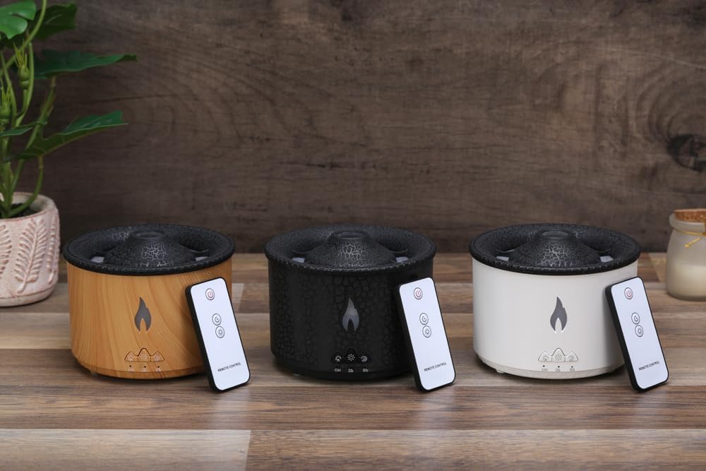 Aromatherapy Essential Oil Diffusers 360ML,JANVI Air Diffuser/Humidifier, 2Mist Mosdes : Flame and Volcano, Included 50ML Hotel Collection Essential Oil for Home, Bedroom,Large Room, (39)