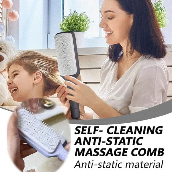New Self-cleaning Anti-static Massage Comb - Hair Brush for Adults and Kids, 4-in-1 Self Cleaning Hairbrush, Massage Brush Hair Combs, Detangling Hairdressing Brush