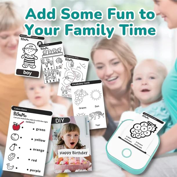 Mini Pocket Printer Portable 58mm Thermal Printer Machine for Picture Label DIY Handcraft List Journal Receipt Paper Instant Sticker with 1 Roll Thermal 98