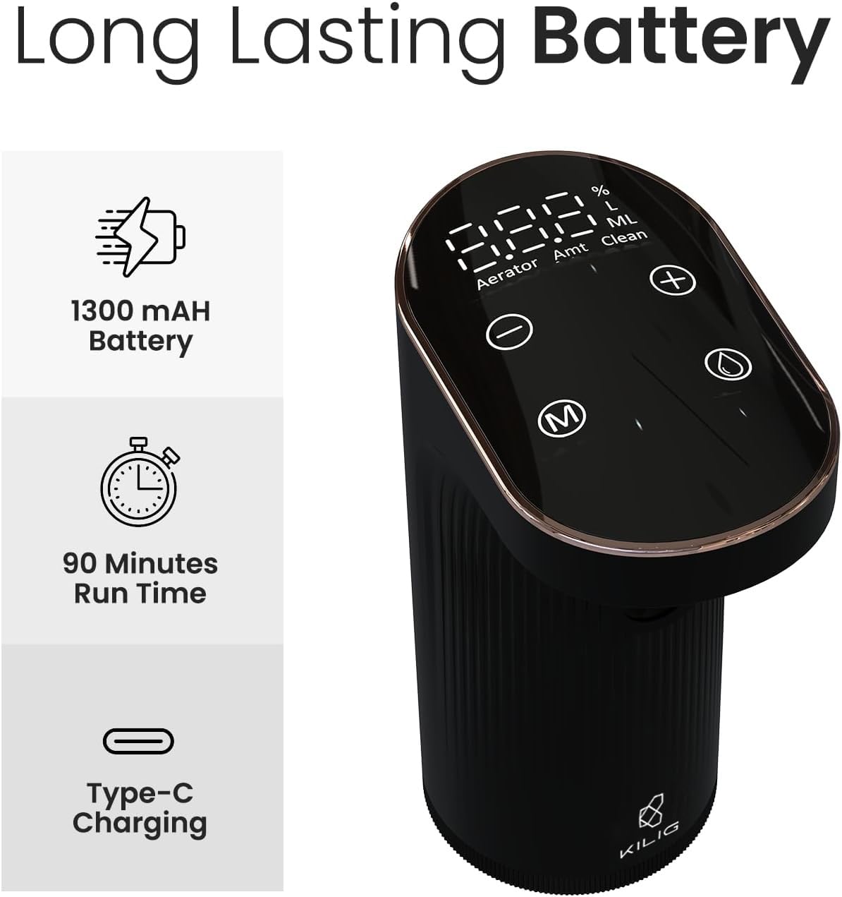 Alcohol and Wine DispenserPeg Measurer Dispenses 1-999ML with Instant Wine Aeration and Self Cleaning