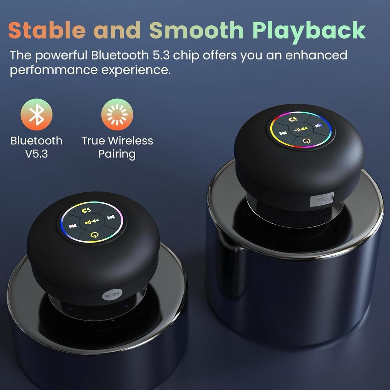 Bluetooth Shower Speaker, Portable Bluetooth Speaker Surround Sound, Waterproof Wireless Speaker with Suction Cup