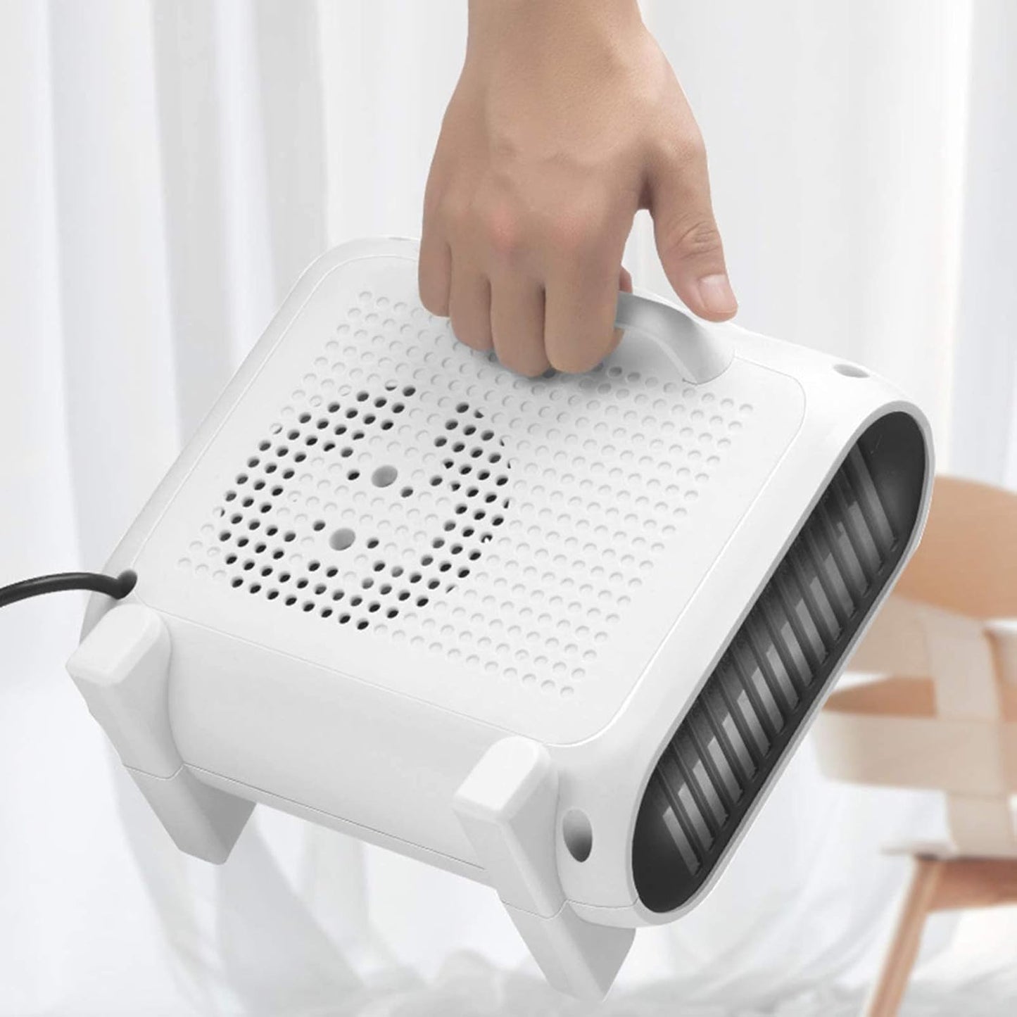 Space Plug-in Fan Heater, 1800W Ceramic Electric Plug-in Fan Heater with 2 Kinds Of Heating and Natural Settings Overheating Protection