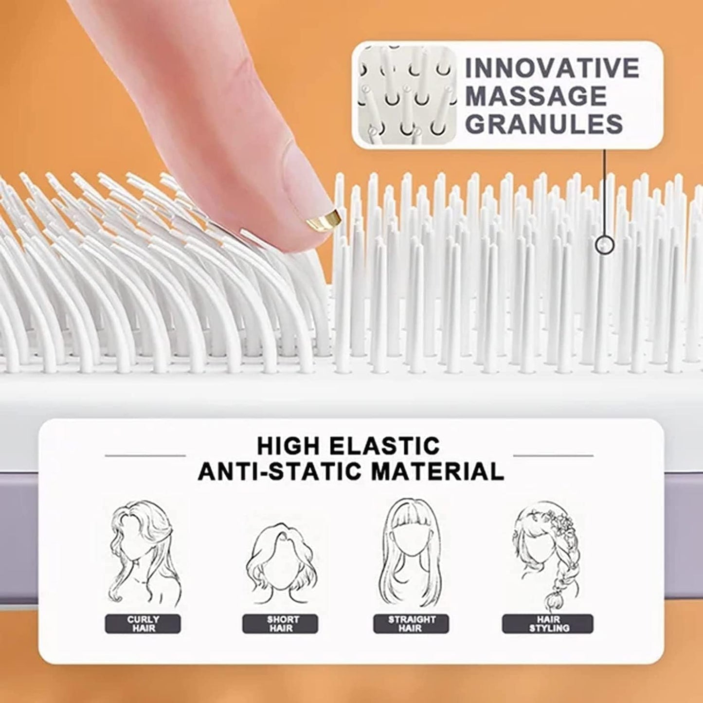 New Self-cleaning Anti-static Massage Comb - Hair Brush for Adults and Kids, 4-in-1 Self Cleaning Hairbrush, Massage Brush Hair Combs, Detangling Hairdressing Brush