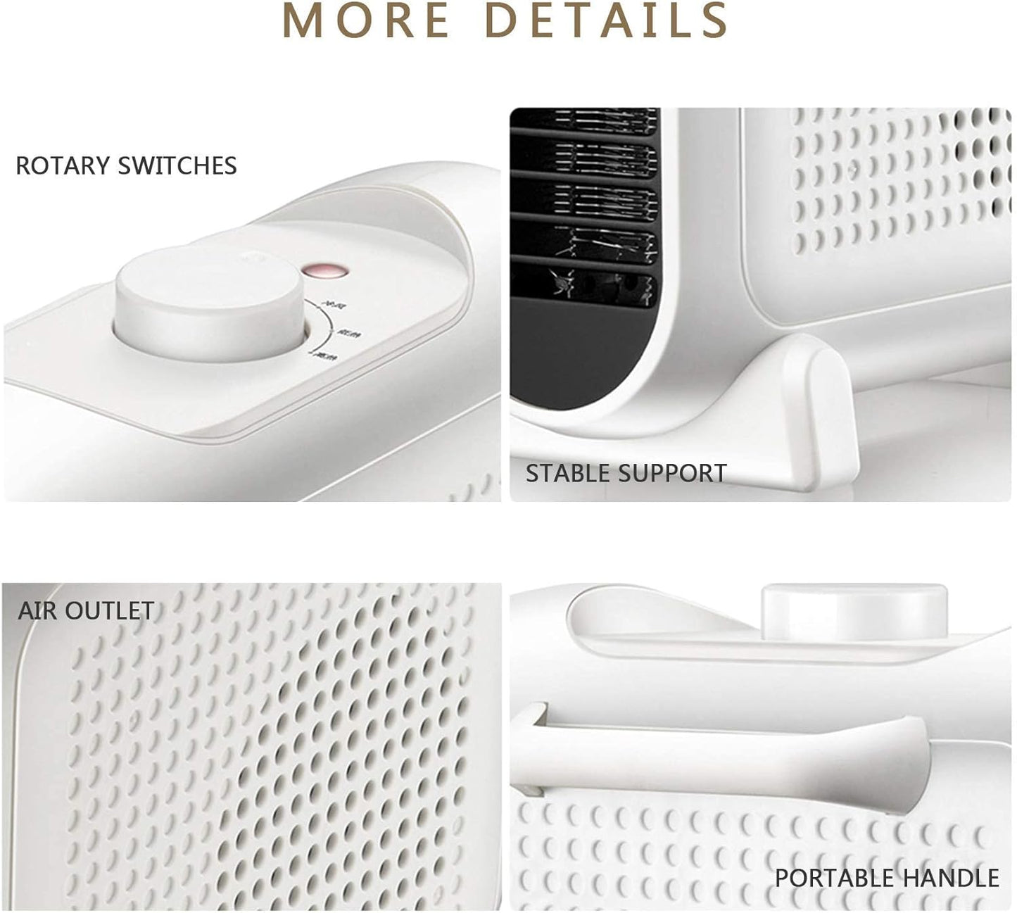 Space Plug-in Fan Heater, 1800W Ceramic Electric Plug-in Fan Heater with 2 Kinds Of Heating and Natural Settings Overheating Protection