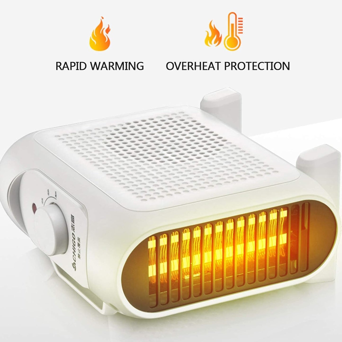 Space Plug-in Fan Heater, 1800W Ceramic Electric Plug-in Fan Heater with 2 Kinds Of Heating and Natural Settings Overheating Protection