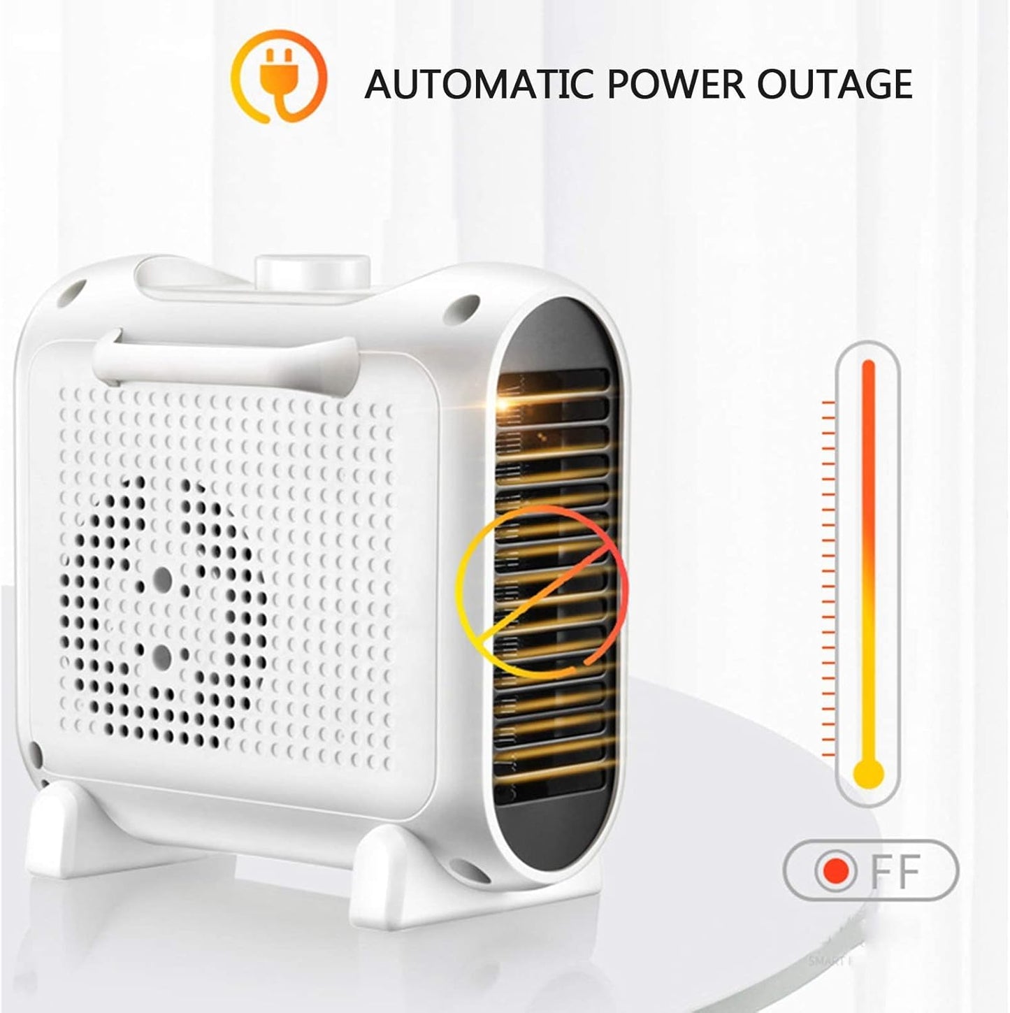 Space Plug-in Fan Heater, 1800W Ceramic Electric Plug-in Fan Heater with 2 Kinds Of Heating and Natural Settings Overheating Protection