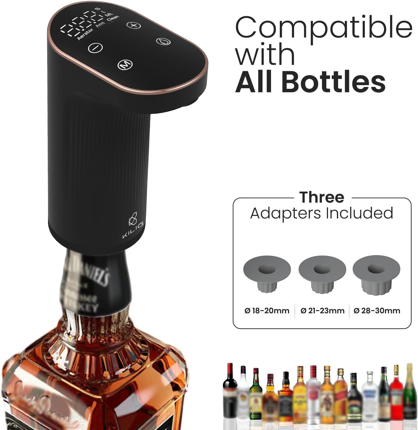 Alcohol and Wine DispenserPeg Measurer Dispenses 1-999ML with Instant Wine Aeration and Self Cleaning