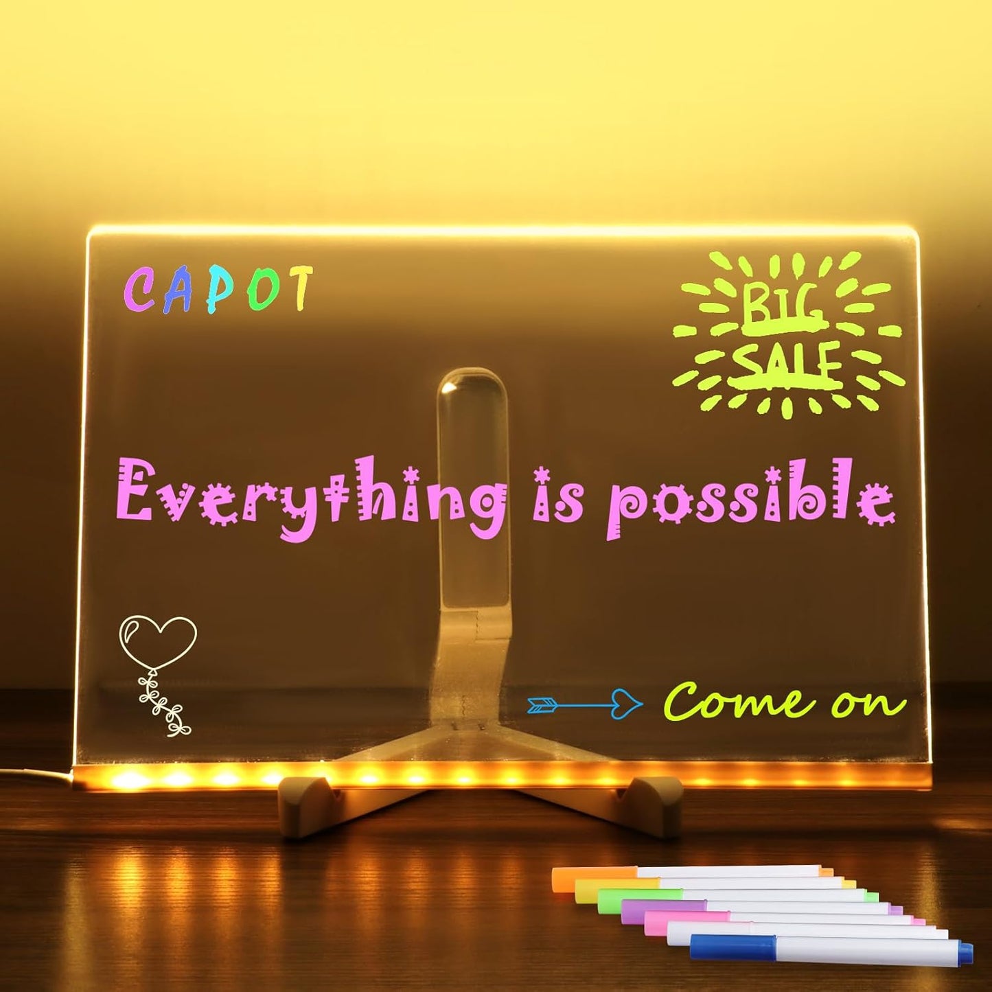 3D Acrylic Writing pad with Pen Message Board rewritable Table lamp for Study LED Light Office Home Decor Gift