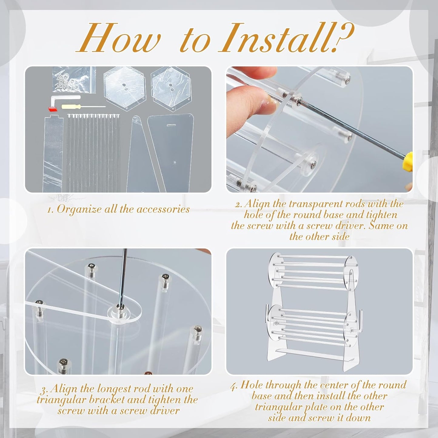 Lineshading Acrylic Claw Clip Holder 360 Degree Rotating Claw Clip Organizer Girl Hair Accessories Organizer Storage Display Clear Stand for Girl Women Vanity Dressing Table (Round Style)