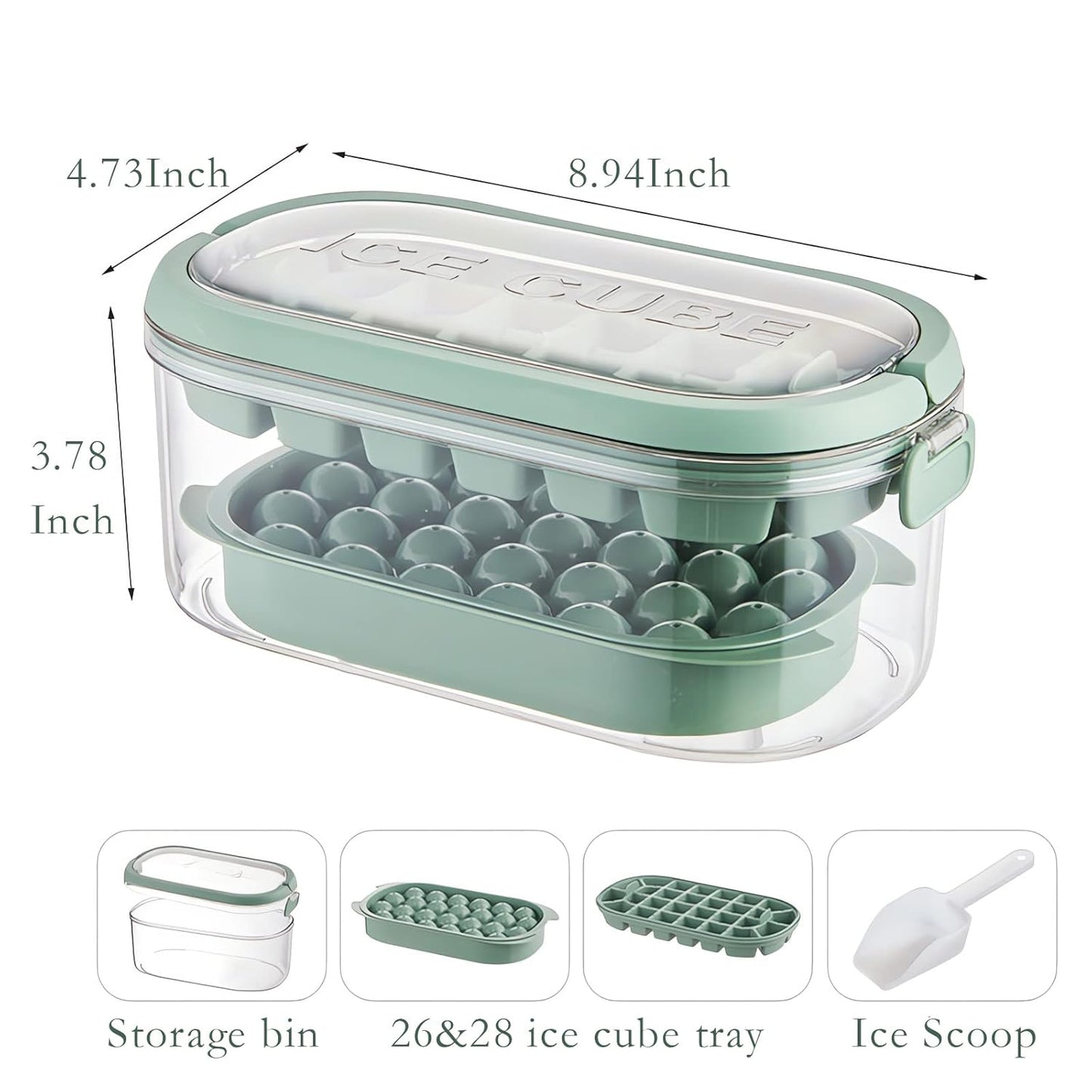 Double Layer Ice Cube Moulds-Stacking Design Ice Cube Tray, Food Material Ball Ice Cube Moulds, Quick Ice Removal Ice Cube Tray with Lid for Cooling Cocktails, Whiskey, Tea and Coffee…
