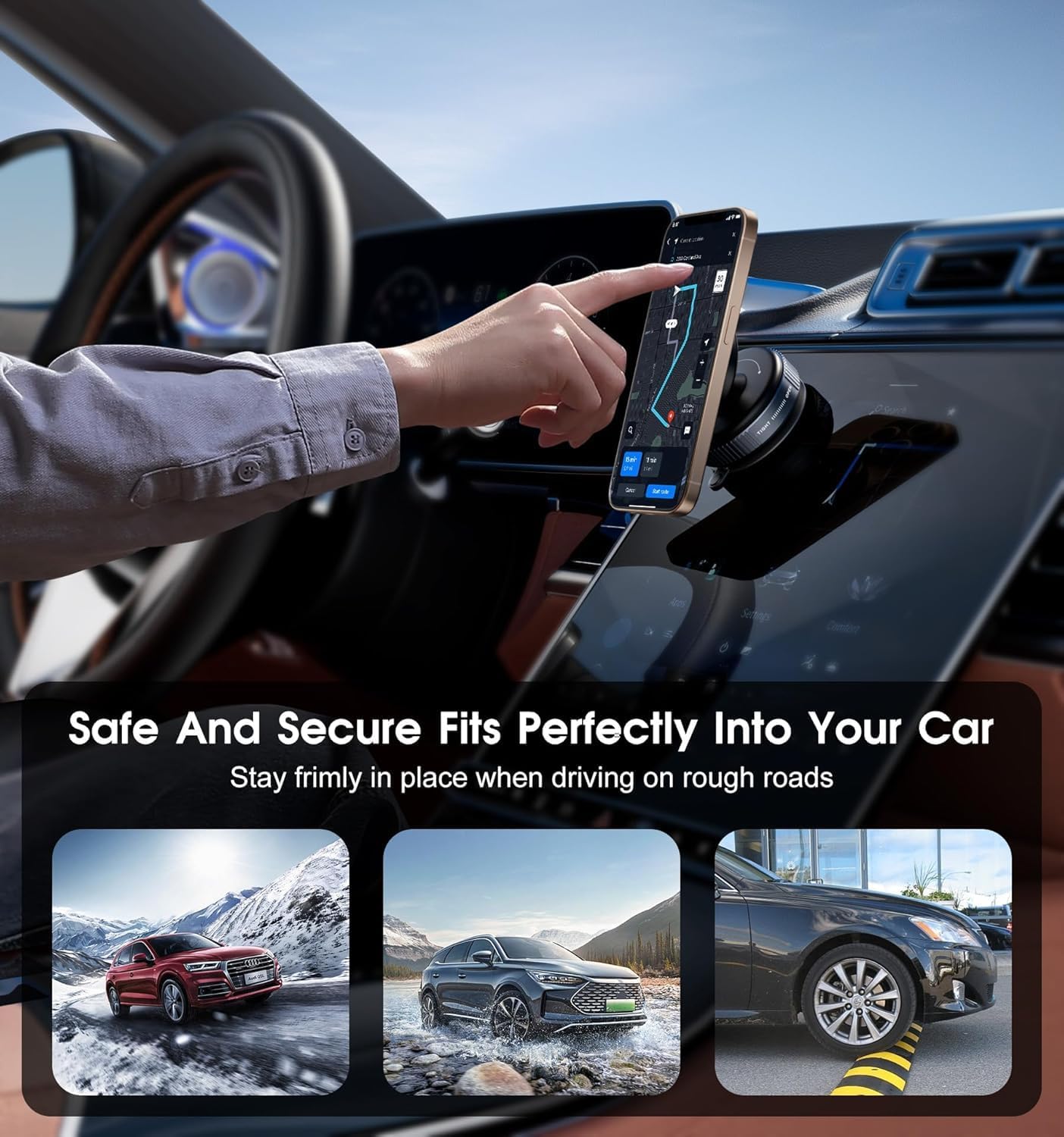 2025 Magnetic Car Mount with Ultra Vacuum Suction Cup – 360° Rotatable Dashboard & Windshield Holder for iPhone 16 15 14 13 12, Samsung Galaxy, Android – Black