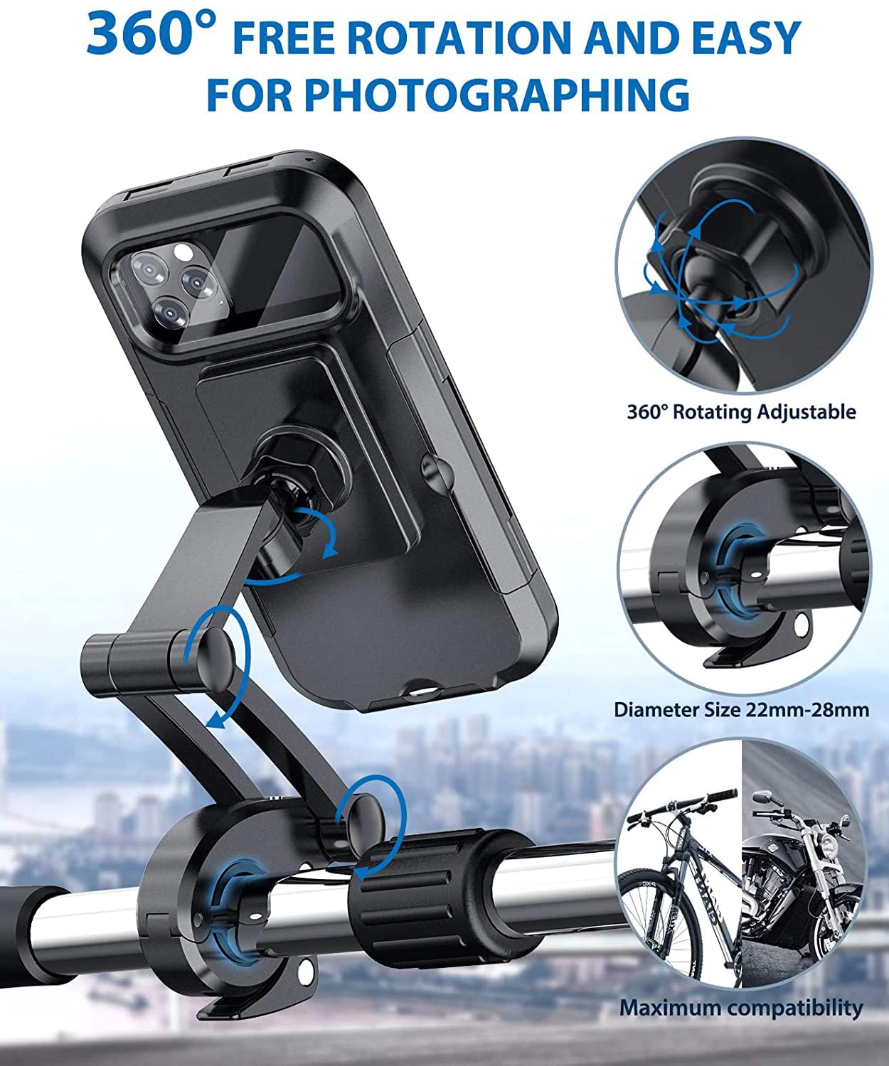 Waterproof Bicycle Motorbike Handlebar Phone Holder,