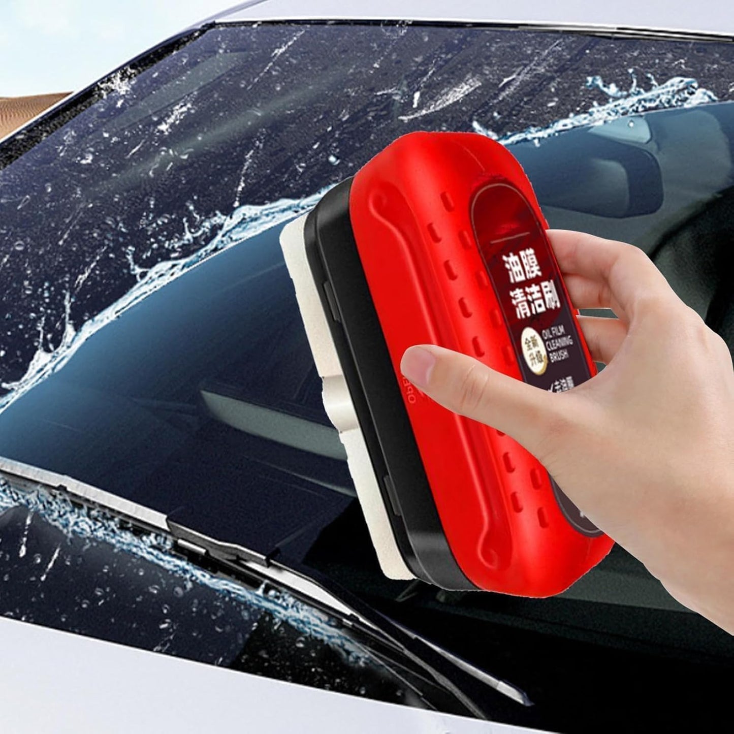 Automotive Oil Film Cleaning Brush, Glass Cleaning Board, Car Glass Oil Film Removal Cleaner, Powerful Windshield Cleaner & Oil Film Remover, Enhance Visual Effect Of Windshield (5) (2) (1)