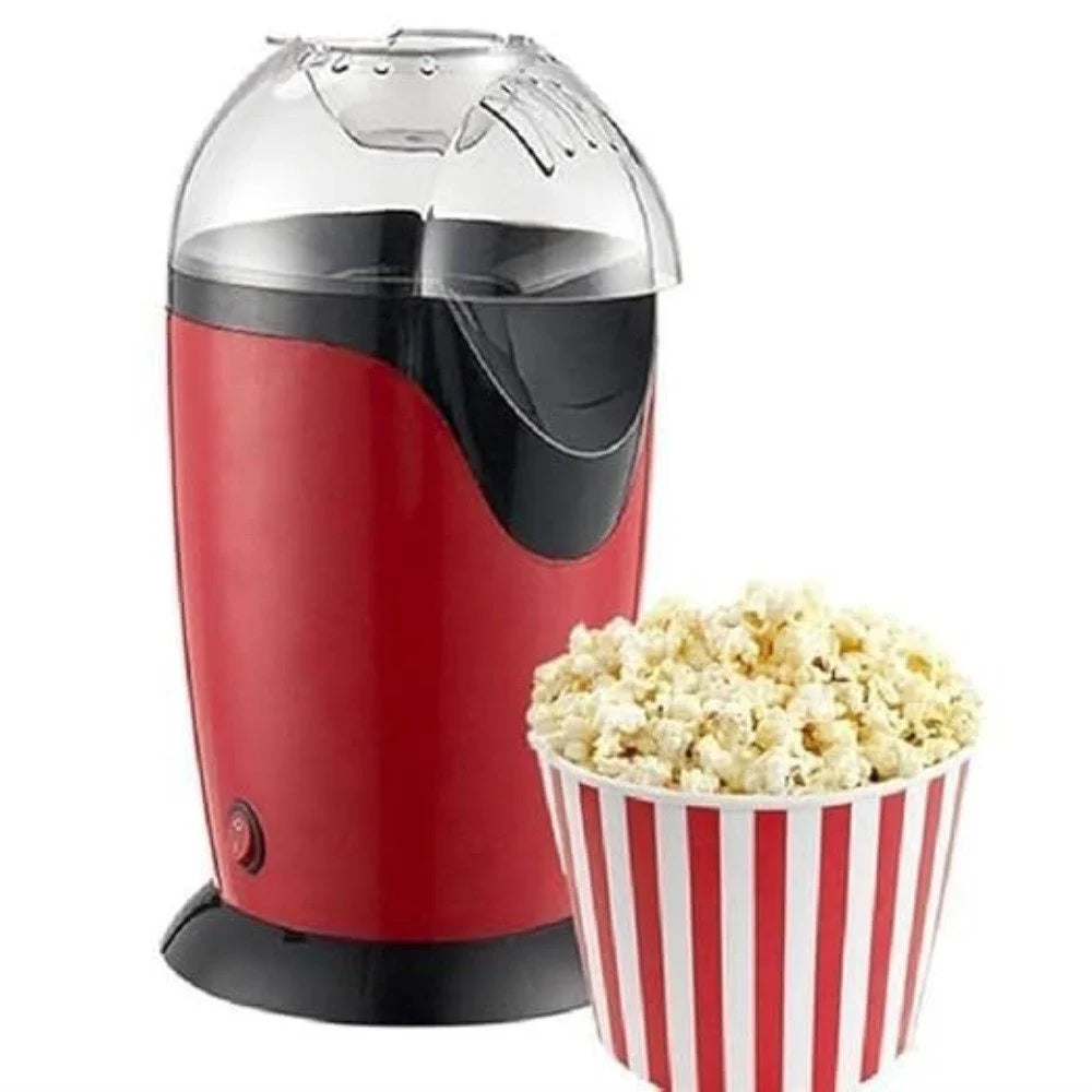 Electric Popcorn Maker Machine Hot Air Fryer with Lid Includes Measuring Cup Red Colour